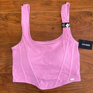 NWT Steve Madden Baby Pinj Ribbed Padded Padded Lounge Bra Crop Top